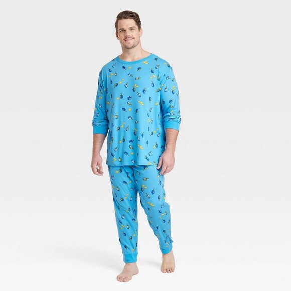 NEW! Men's Big & Tall Hanukkah Matching Family Pajama Set, Blue - Wondershop - Picture 1 of 11